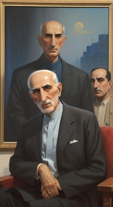Mossadeq Portrait with Persian Art, Social Realism
