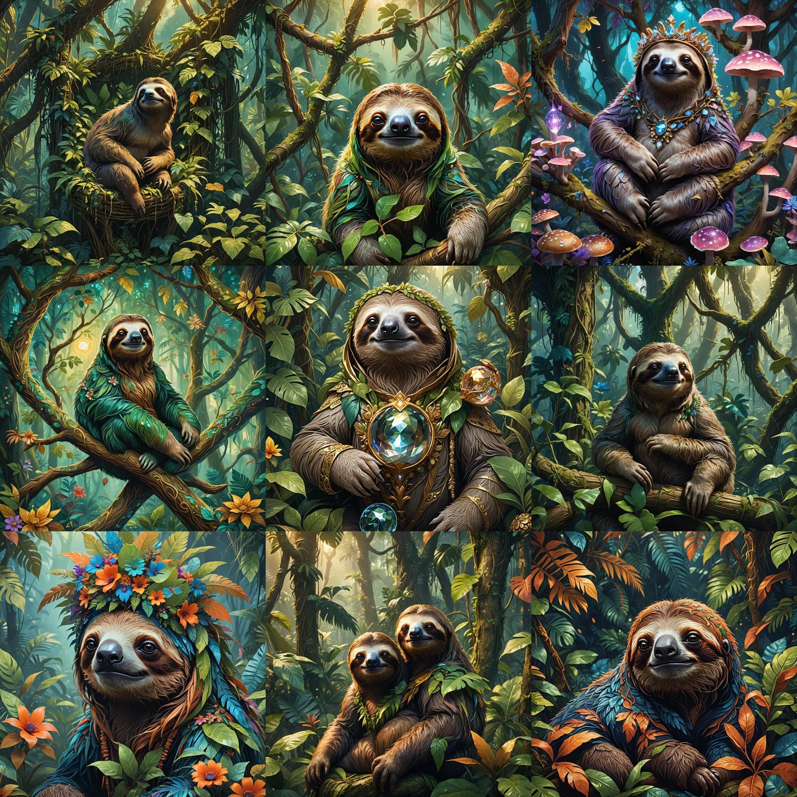 Detailed Matte Painting of a Fancy Sloth