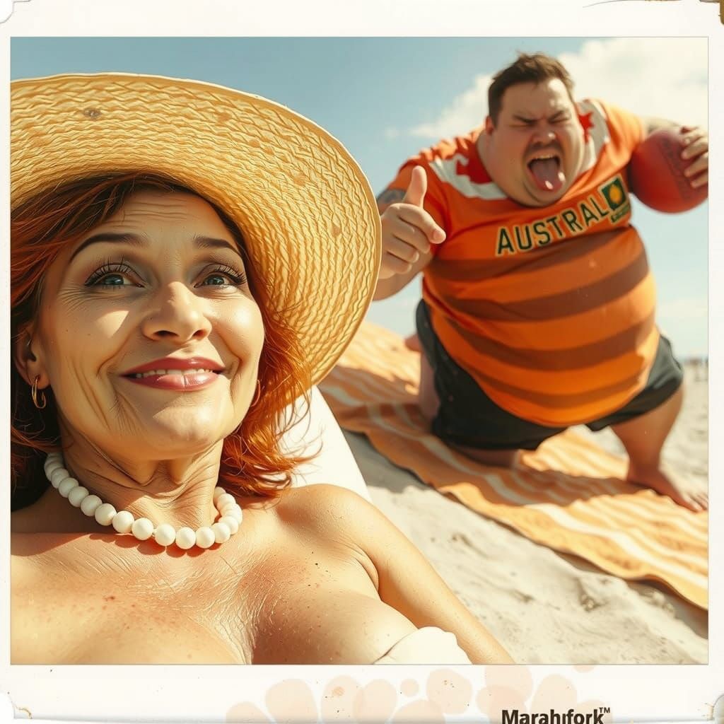 Retro Polaroid Portrait: Pin-Up Girl on Beach