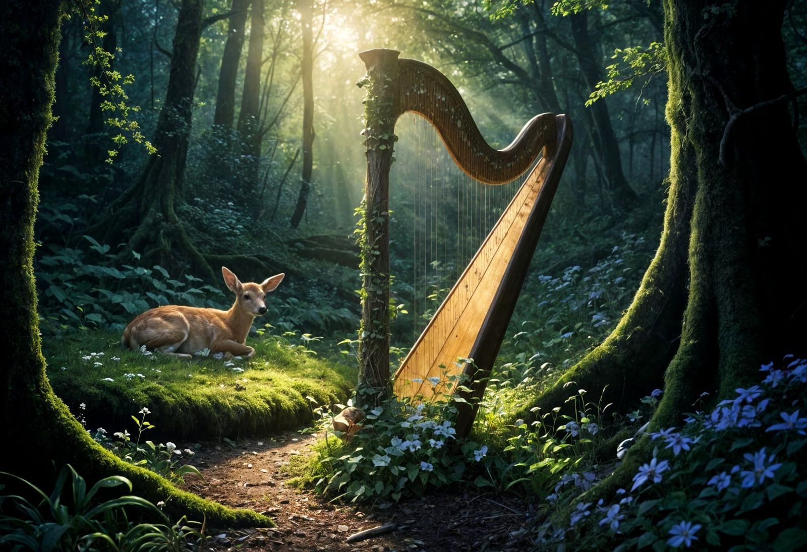 Nature's Serene Harp in the Woods