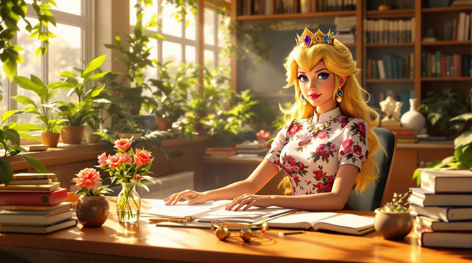 Realistic School Teacher Princess Peach Portrait