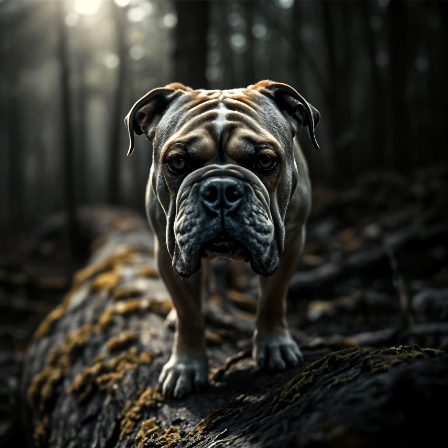 Intense Close-Up Portrait of a Majestic American Bulldog in ...