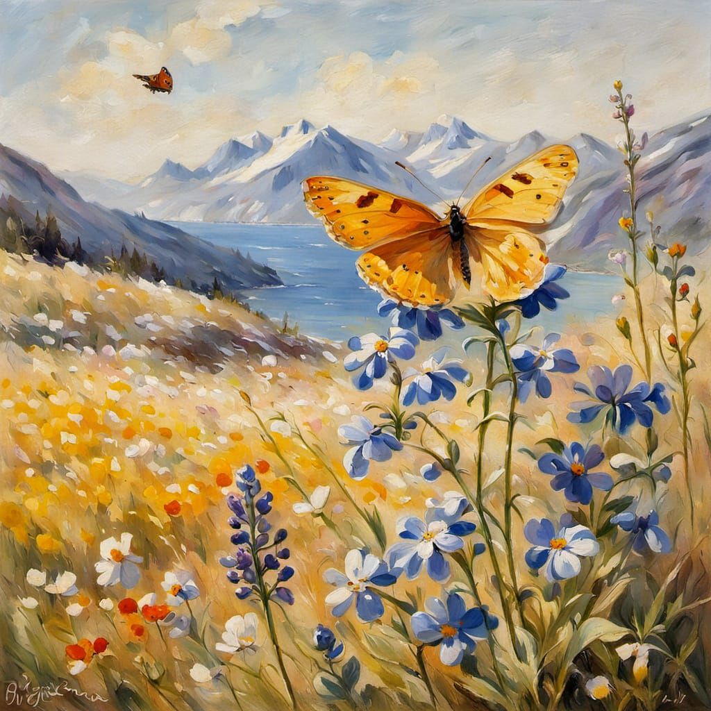 Impressionistic Wildflower Bloom in Springtime Norway