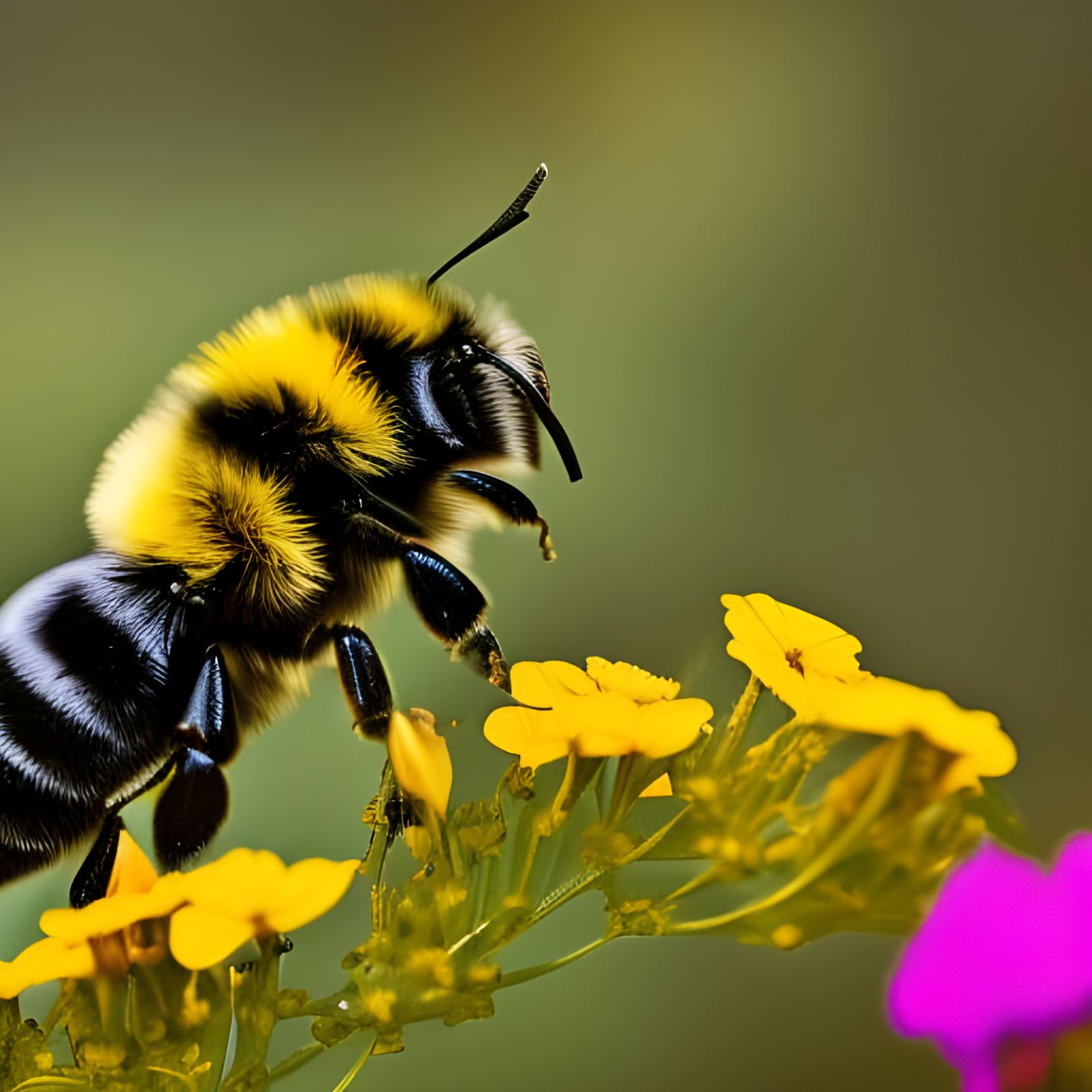 Bumblebees in Wildflower Garden: High-Resolution Photography