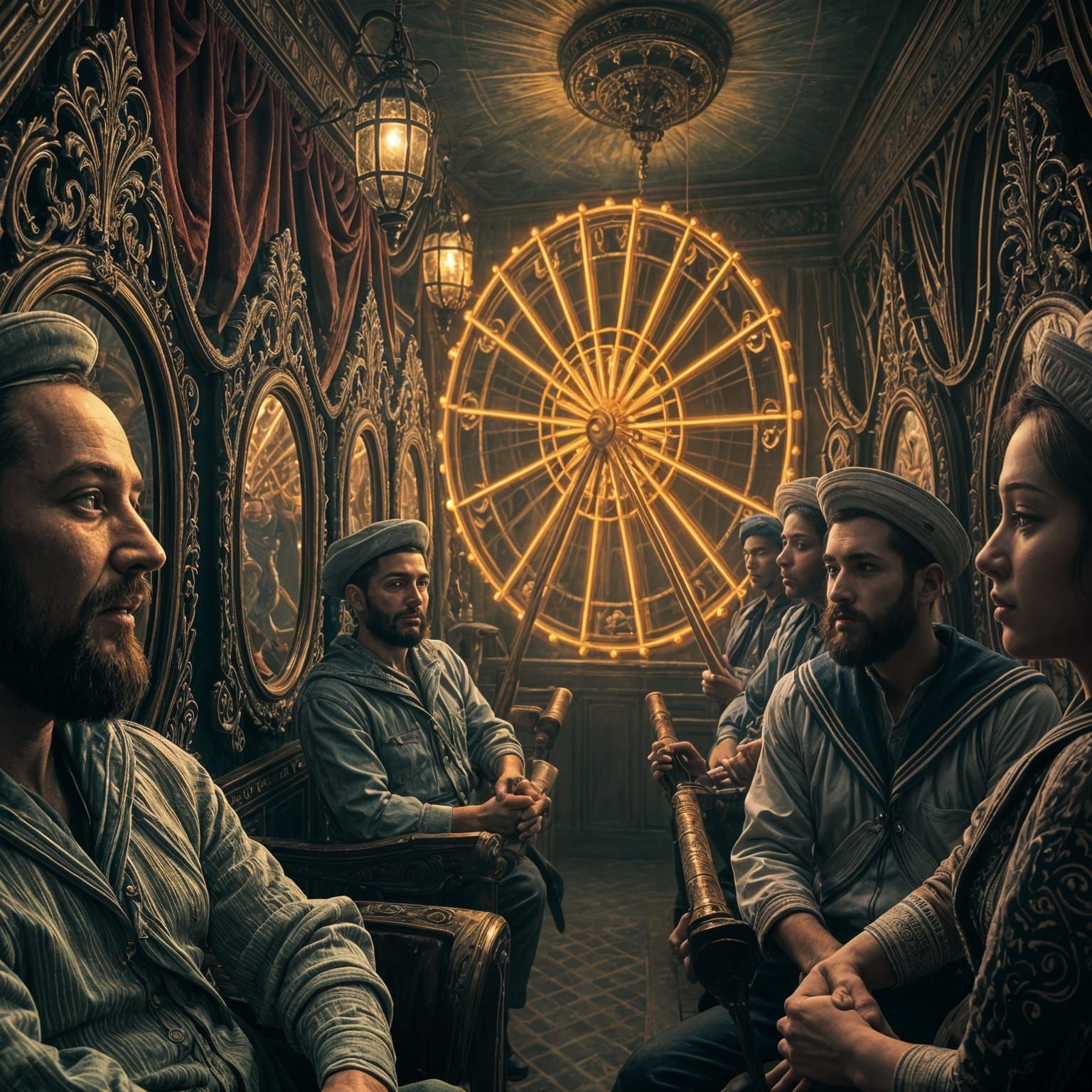 Surreal Beauty Parlor with Sailors, Circus in Town