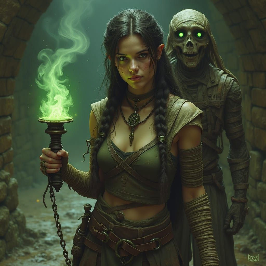 Half-Elf in Sewer with Mummy