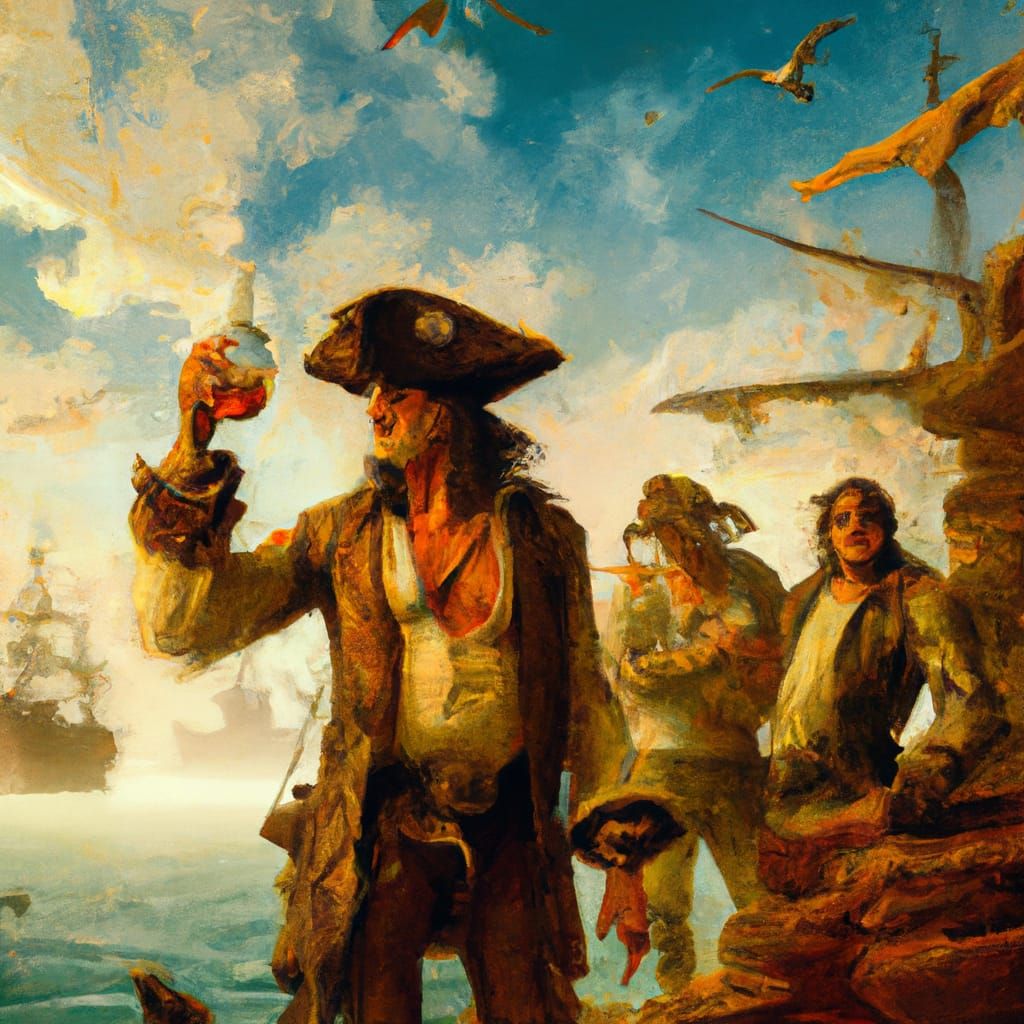 Pirates of the Caribbean in Baroque Cyberpunk Style