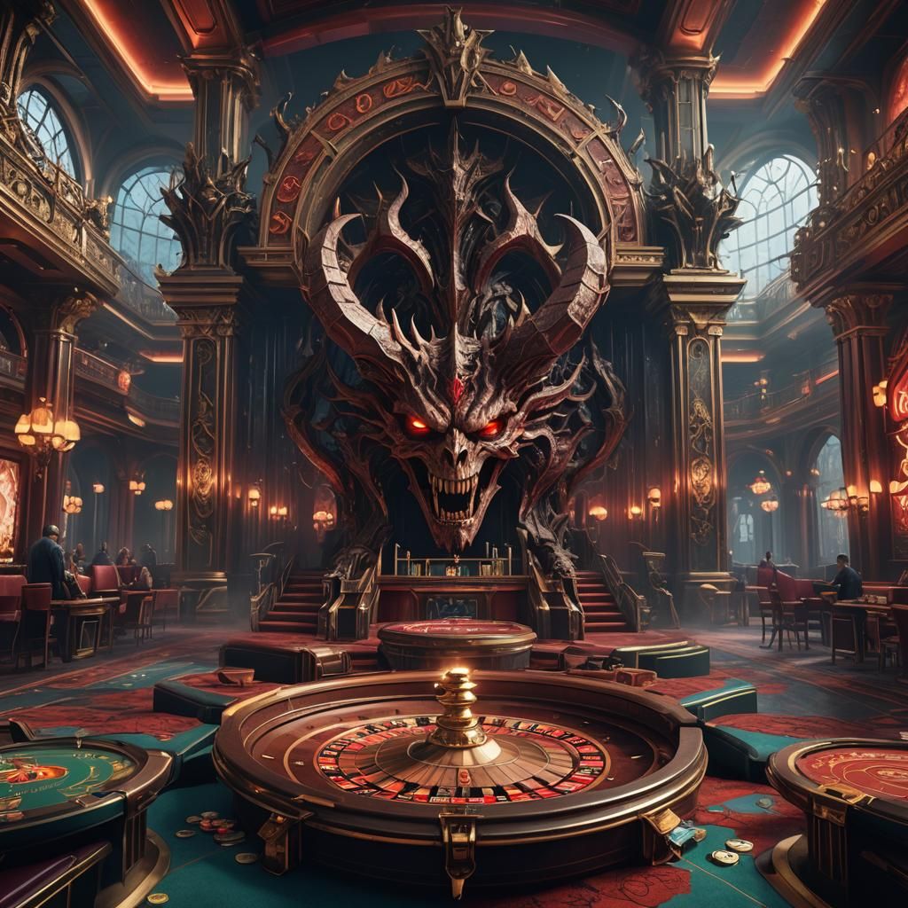 Demonic Casino in Hell: Detailed Matte Painting