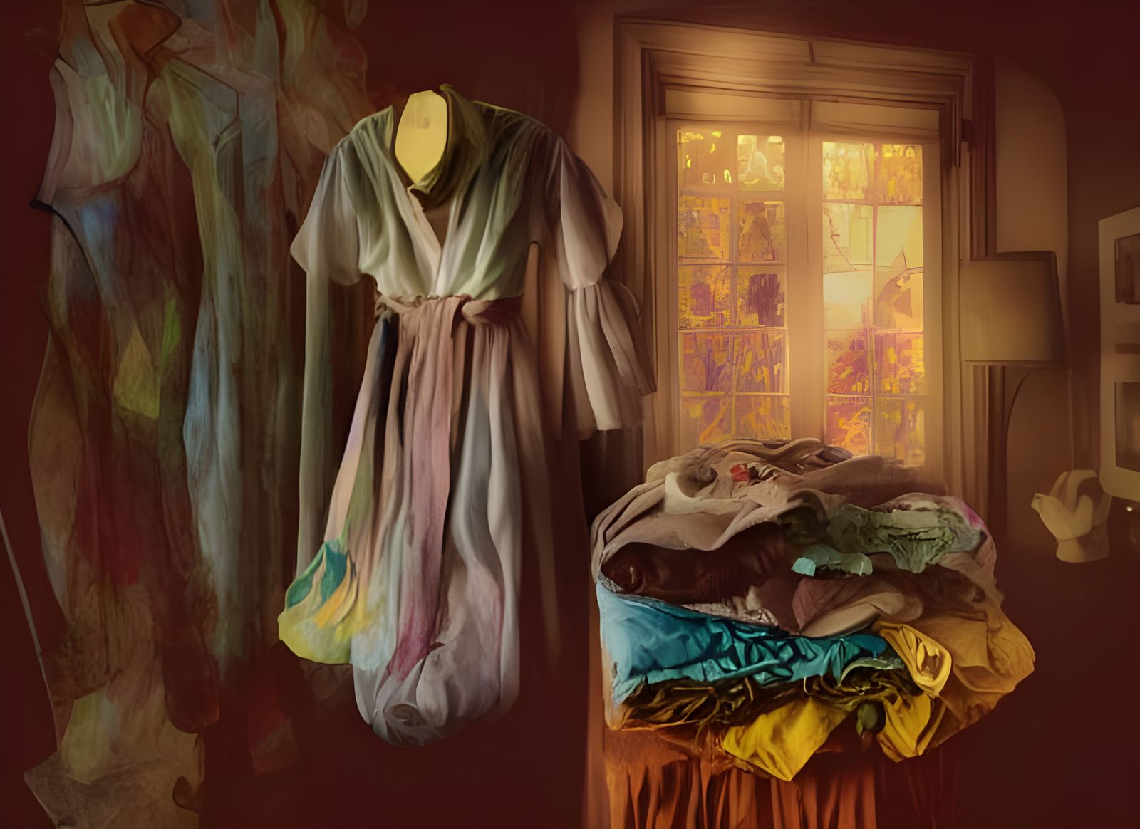 Technicolor Clothes in Dressing Room: Hyperrealistic Paintin...