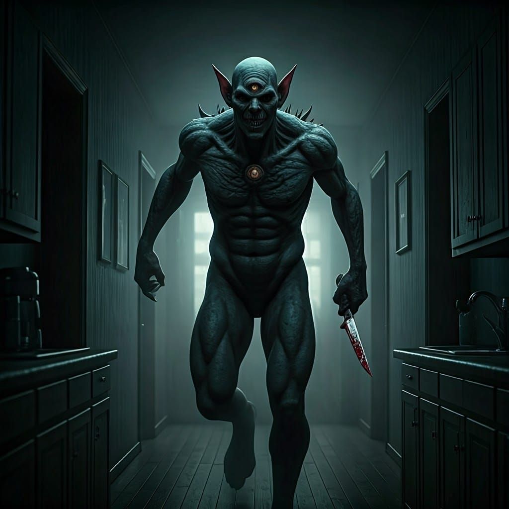 Terrifying Ghostly Figure in Film Noir Style