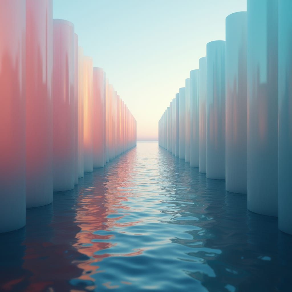 Surreal Liquid Glass Waves in Symmetrical Realm