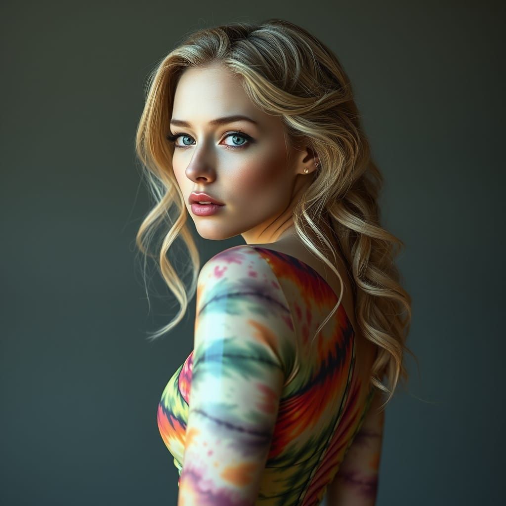 Ethereal Beauty in Shimmering Tie-Dye Latex