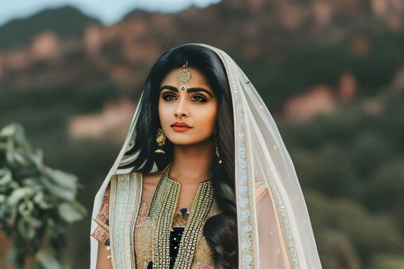 Beautiful Indian girl with brown eyes and black hair