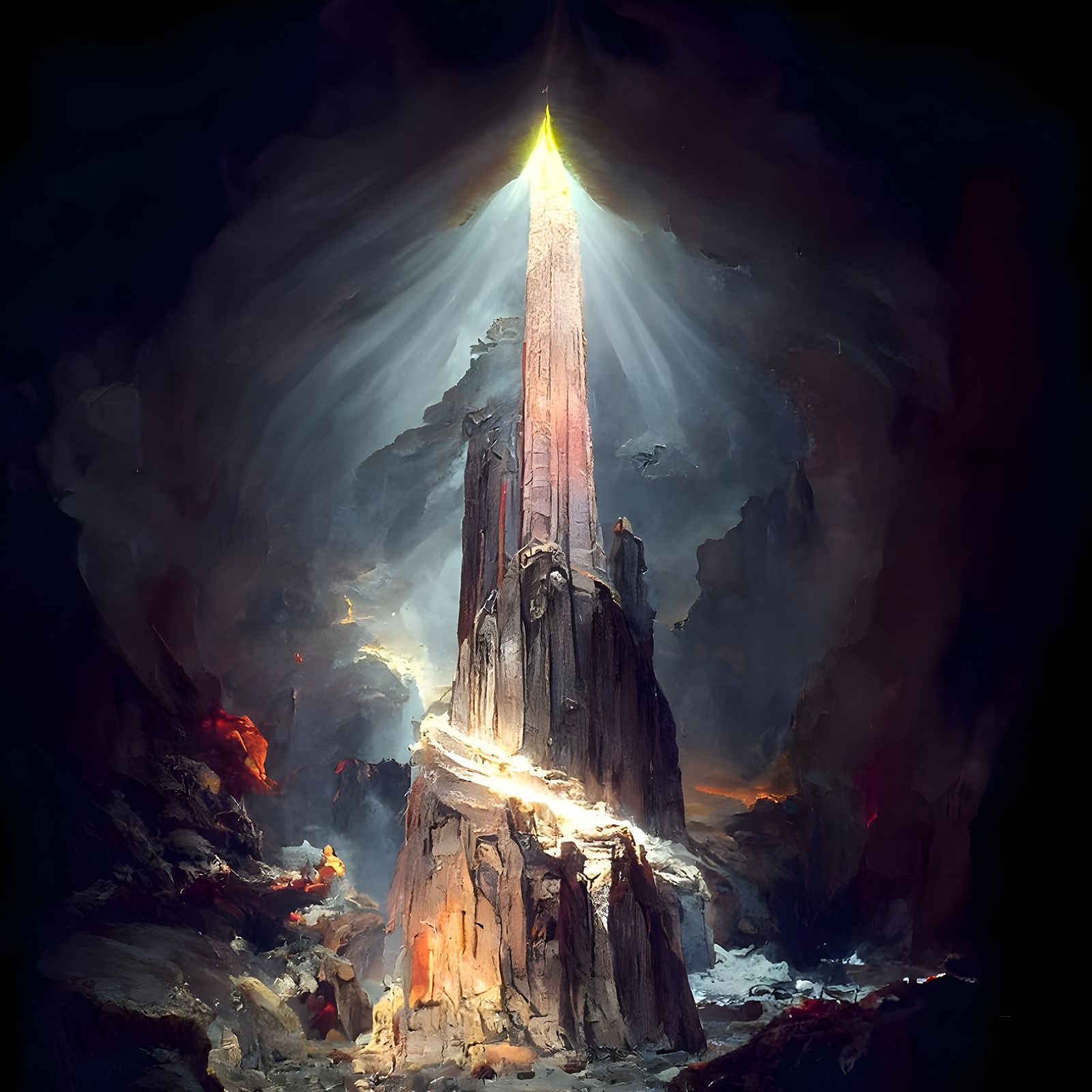 Holy Pillar of Light and Fire in Romantic Style