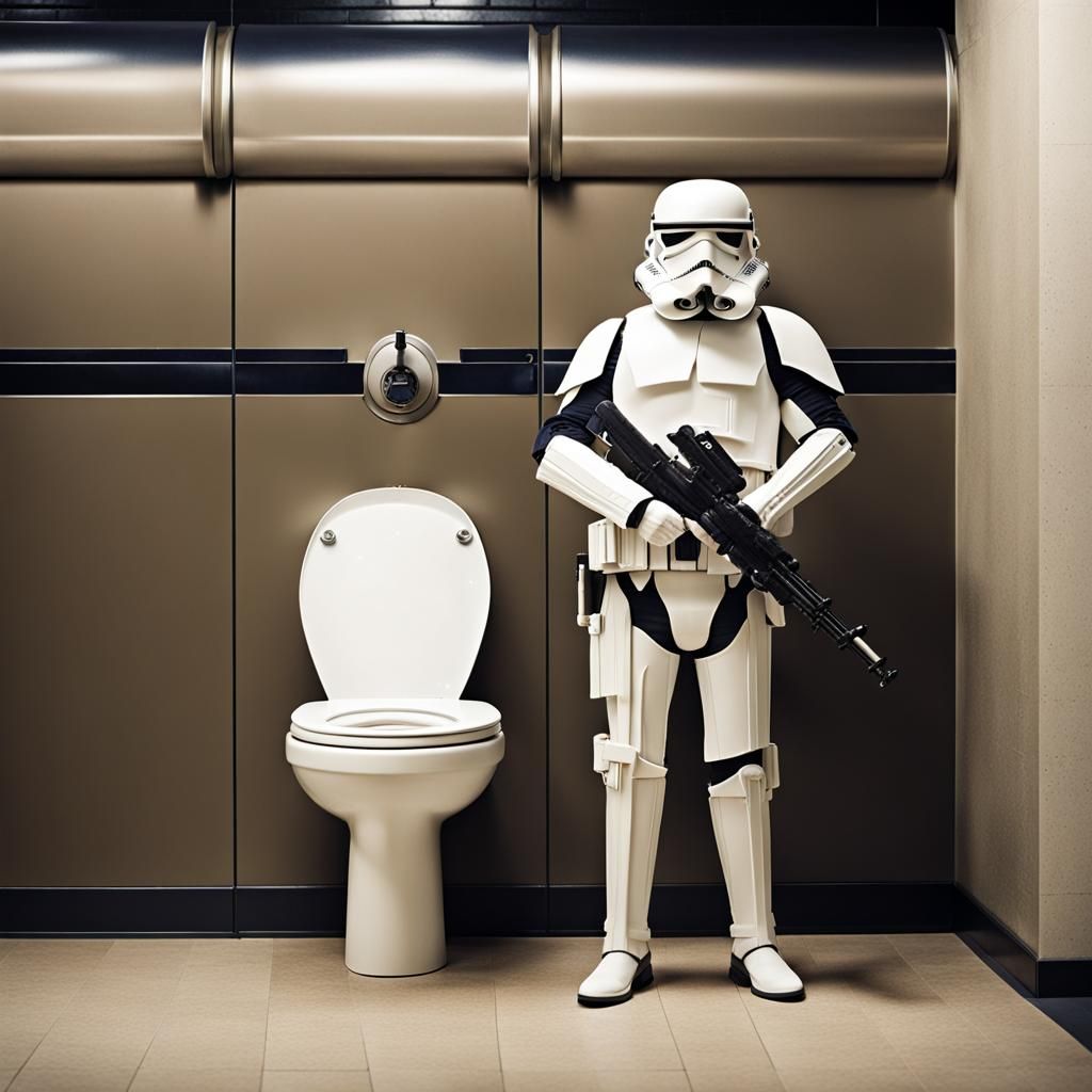 Star Wars Soldier Guards Public Restroom