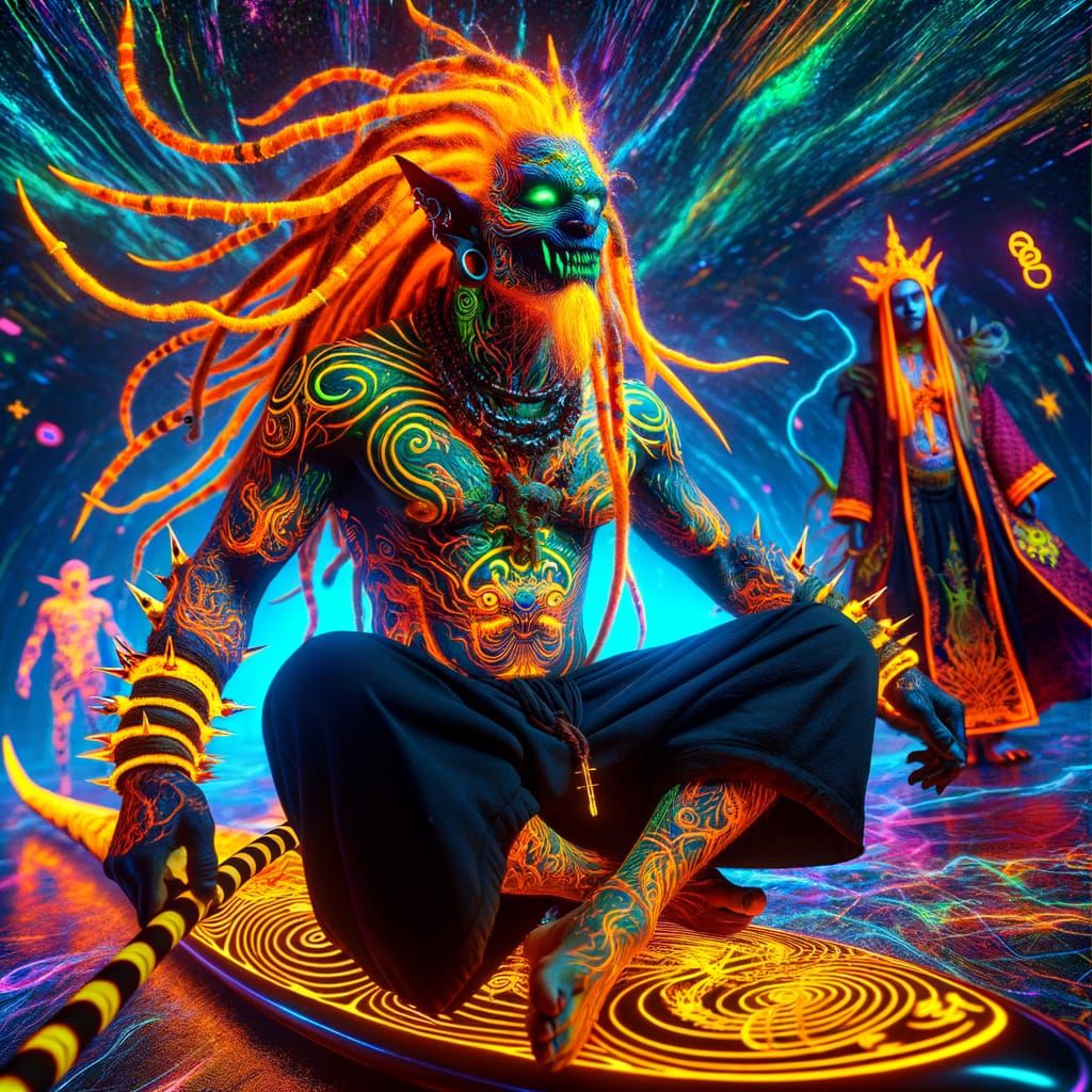 Psychedelic Cosmic Rave with Neon Entities