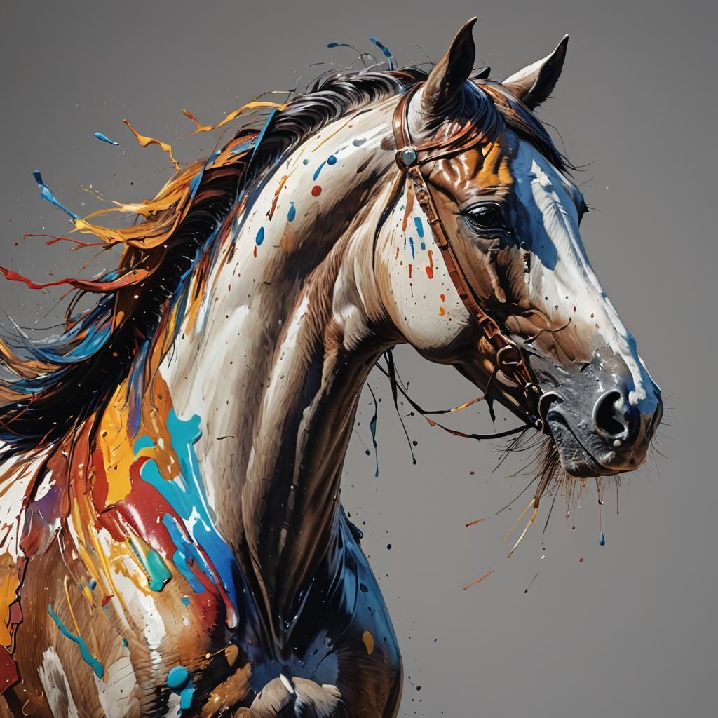 Hyperrealistic Horse Portrait in Splash Art Style