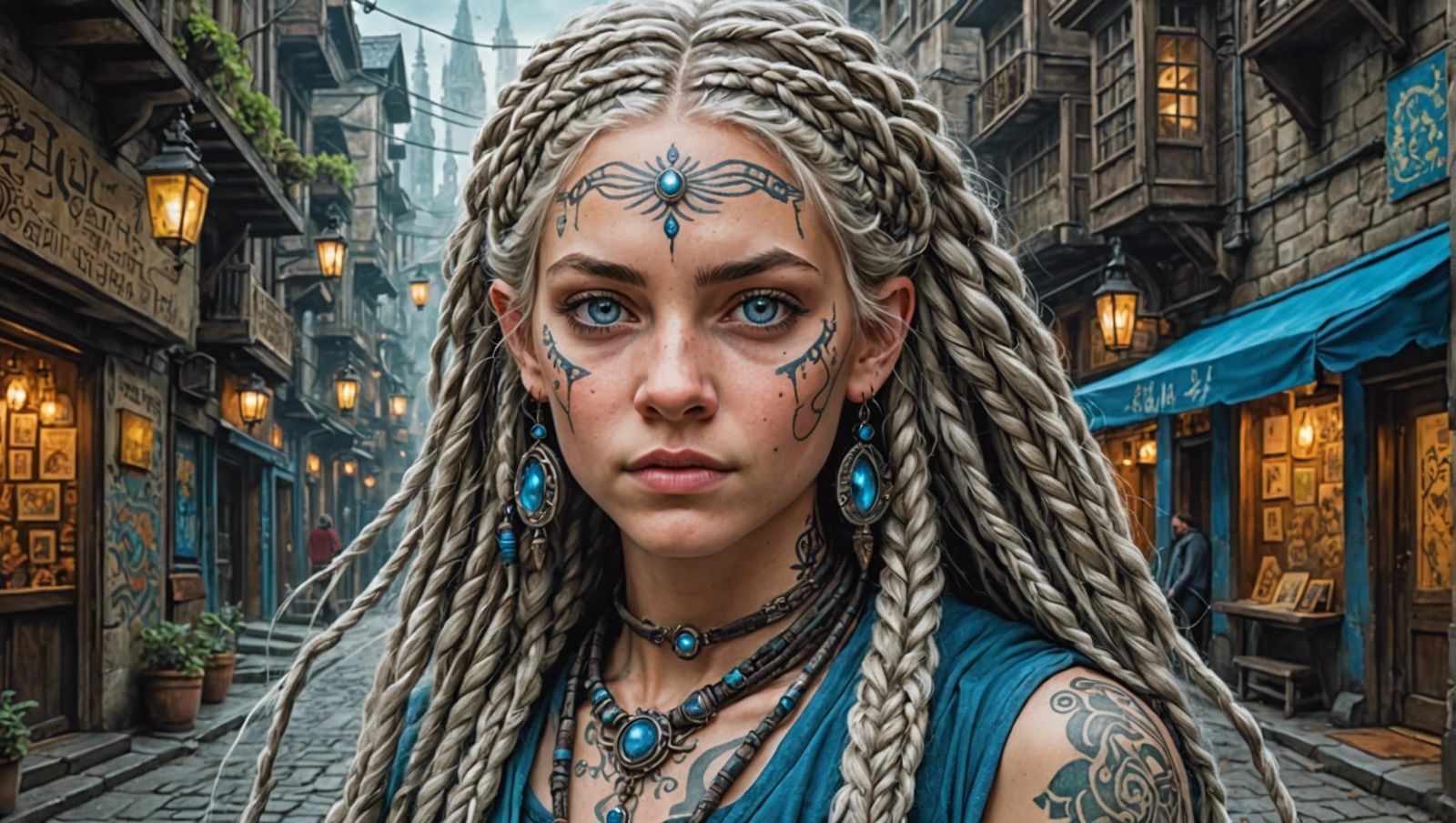 Arcane Beauty in Bioluminescent Cityscape