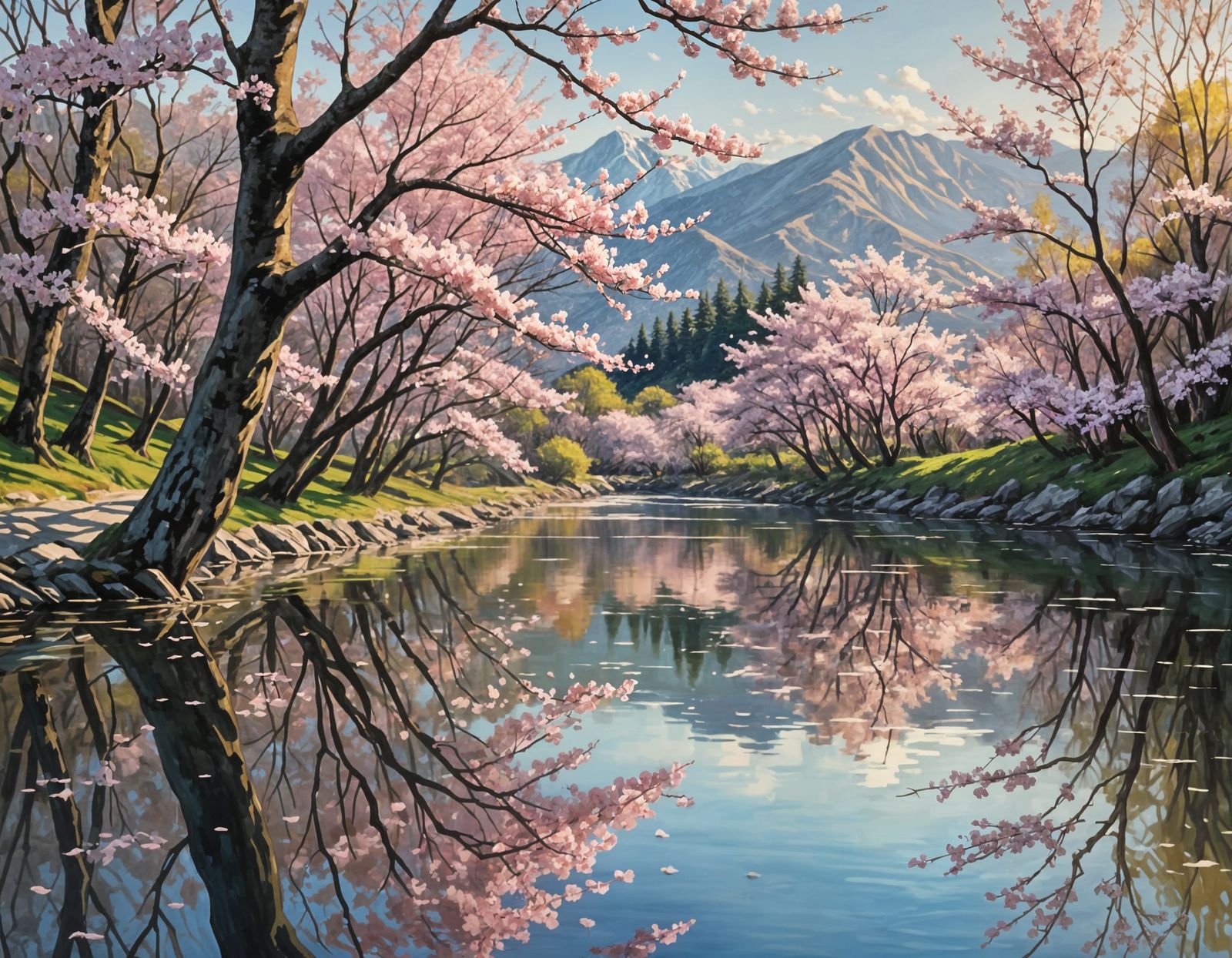 Peaceful Cherry Blossom Landscape in Bloom