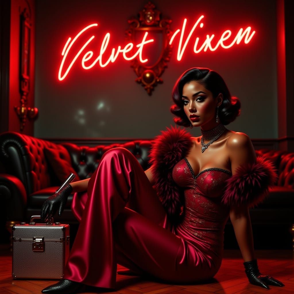 Velvet Vixen: Retro-Futuristic Pin-Up Goddess