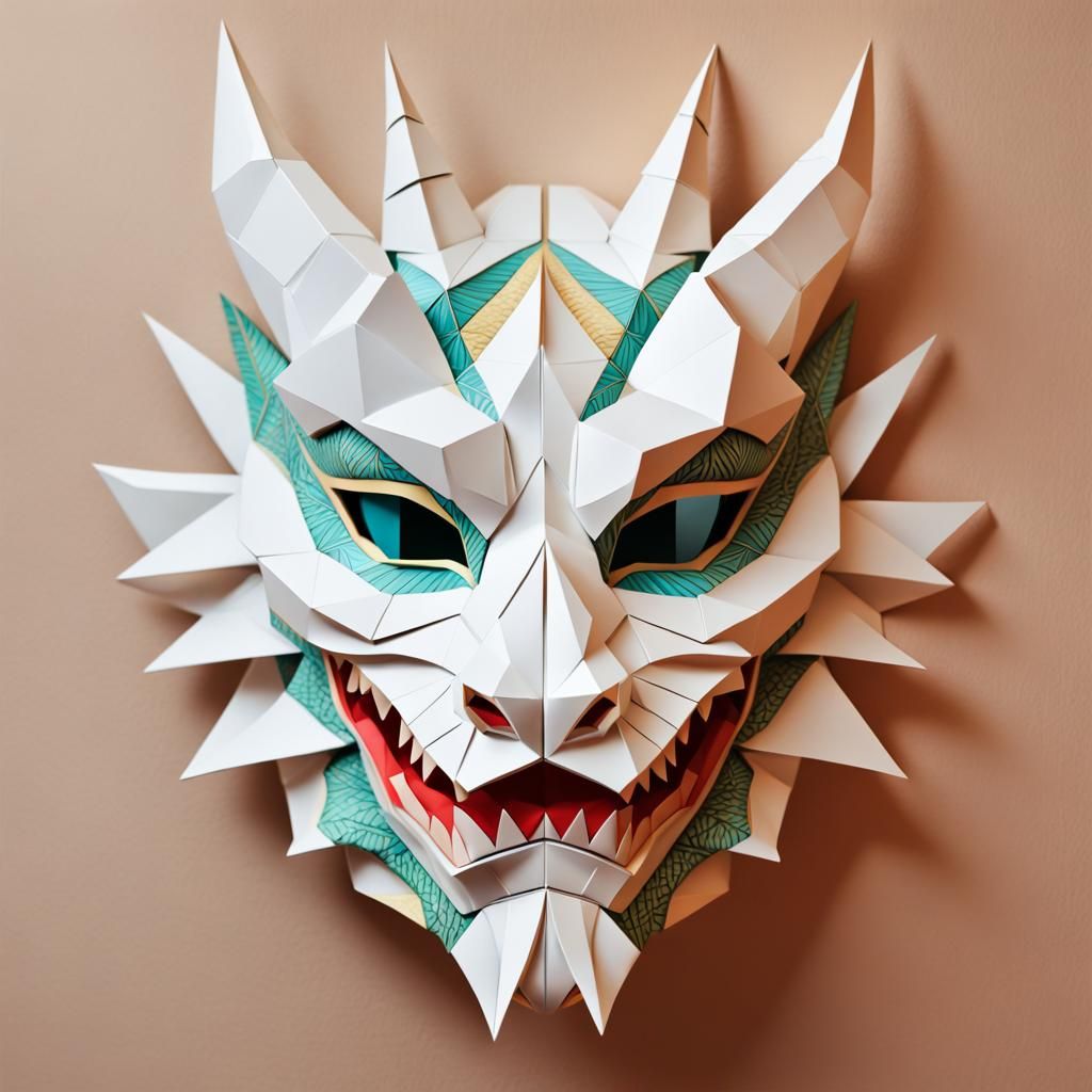 Dragon Mask Pop Art in Japanese Style