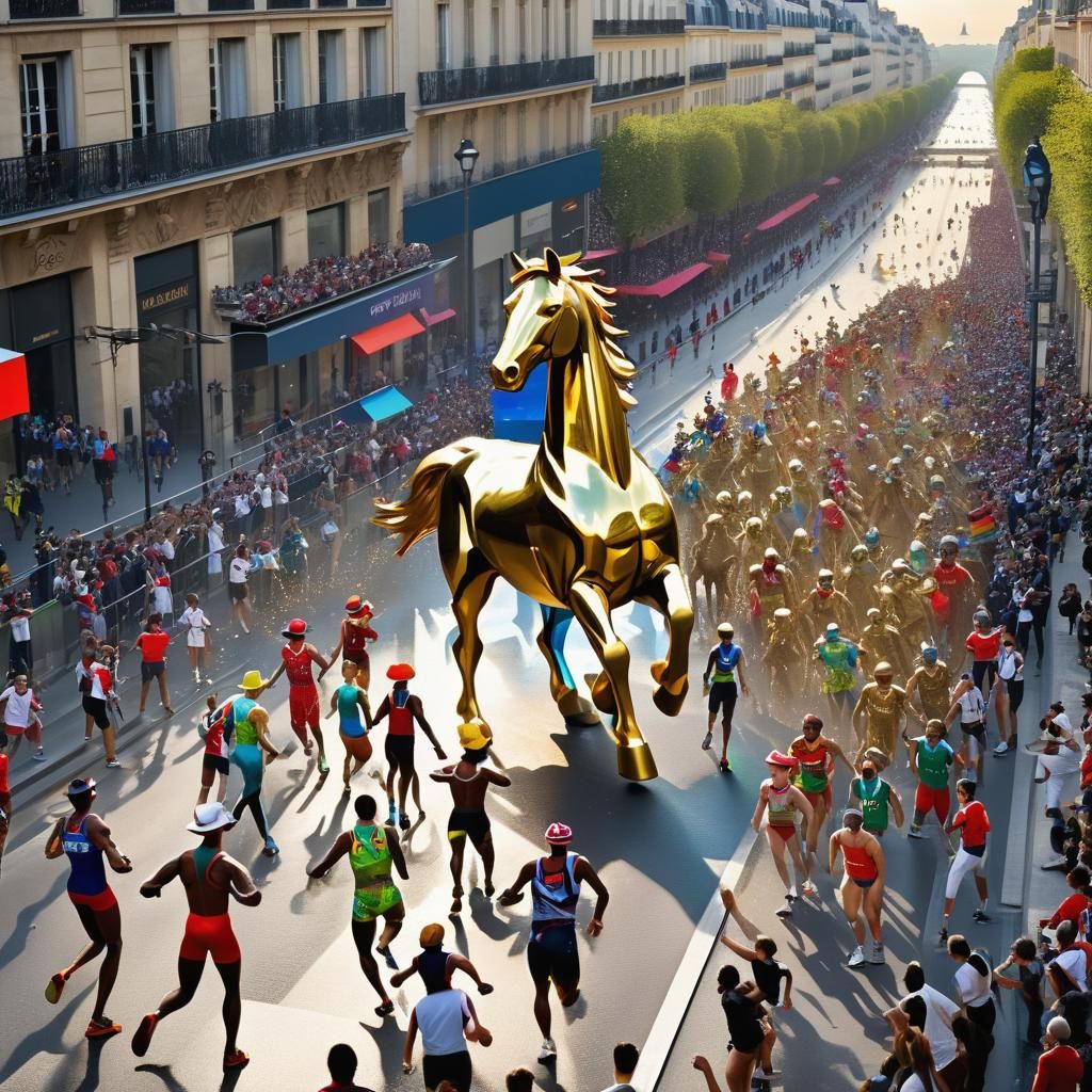 Paris Olympics Fantasy Art: Golden Horse