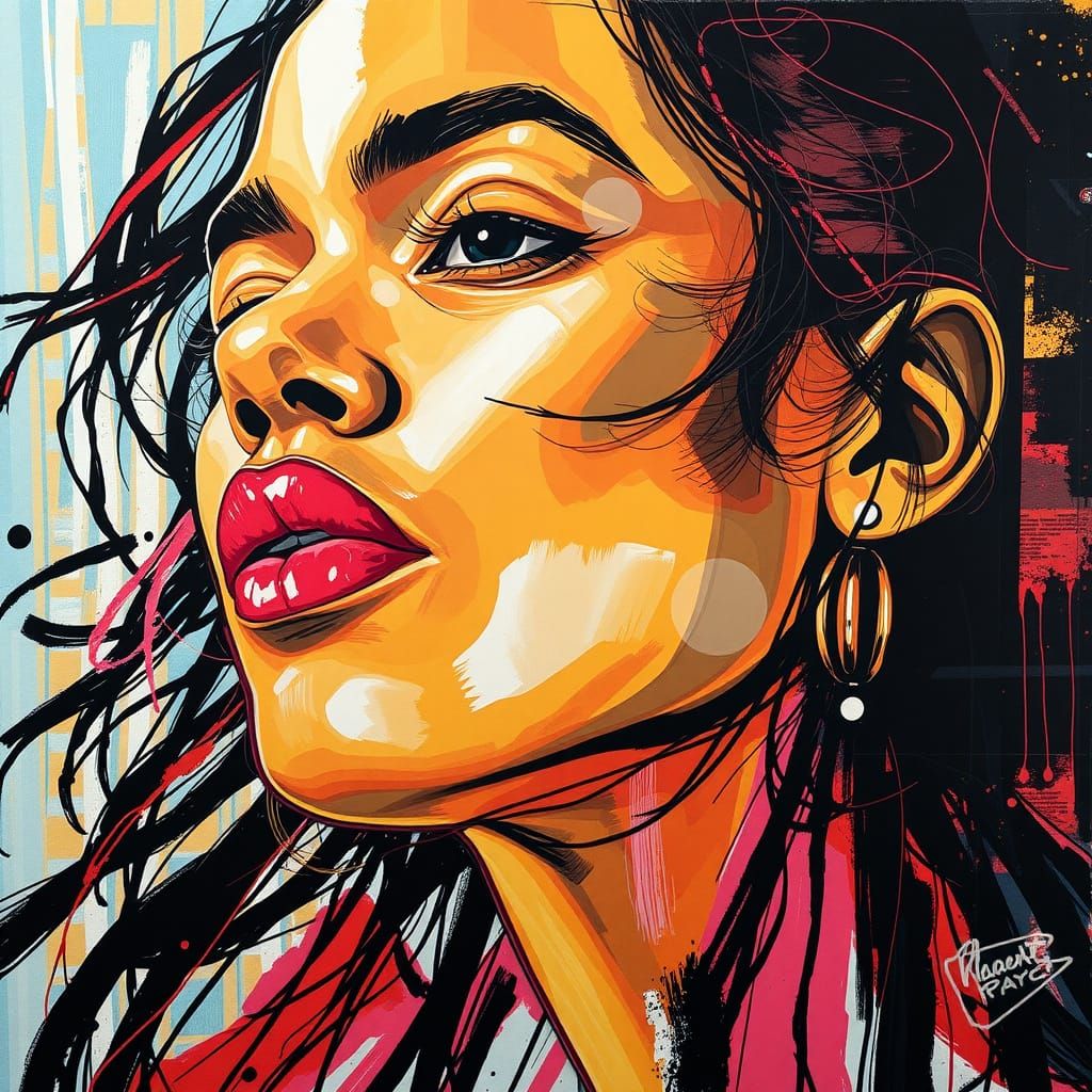 Dynamic Collage Portrait in Vibrant Neon Colors
