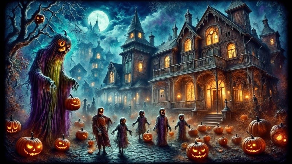 Surreal Halloween Night of Frightening Trick-or-Treating