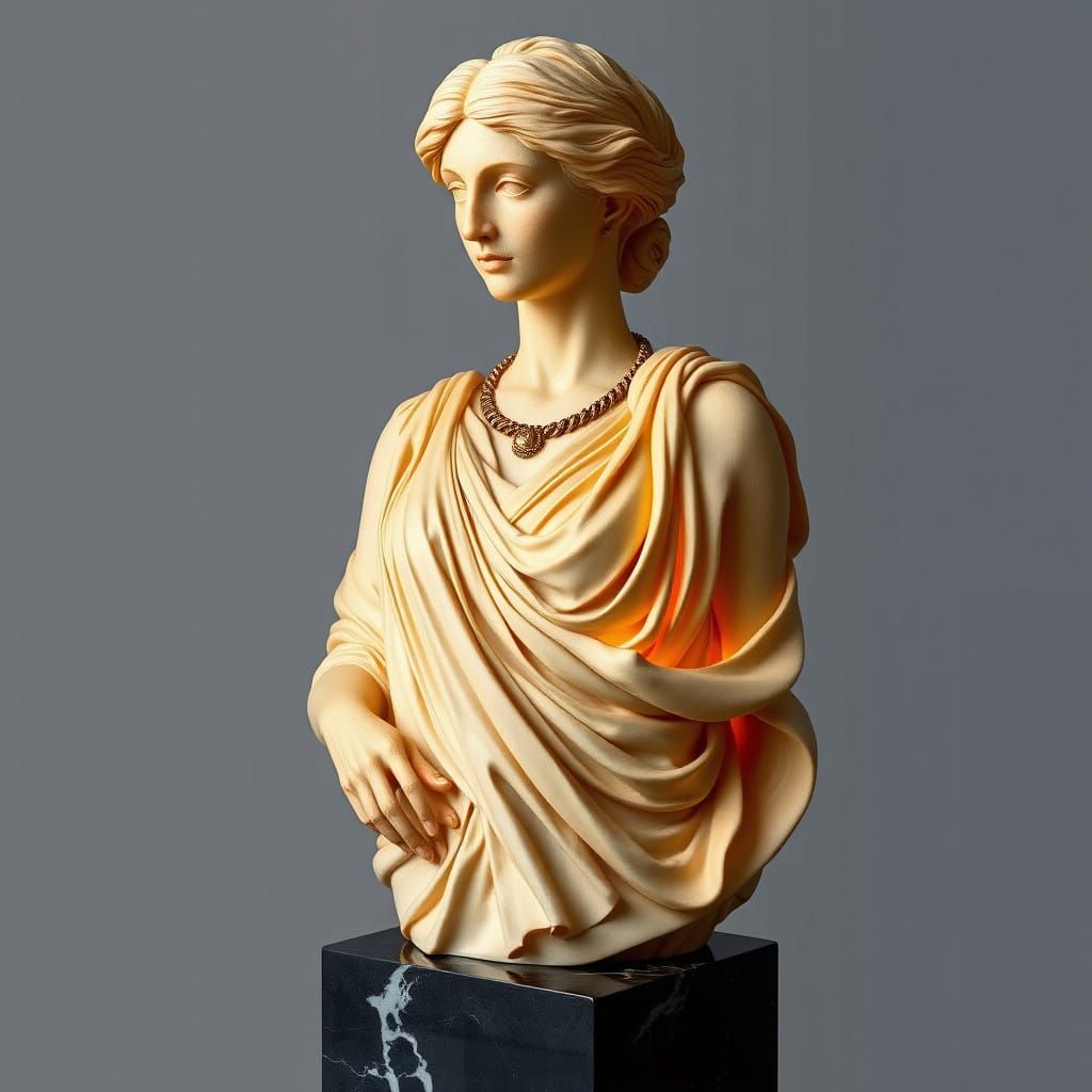 Classical Greek Goddess Wood Carving in Intricate Detail