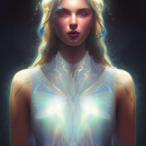 Iridescent translucent optic dress