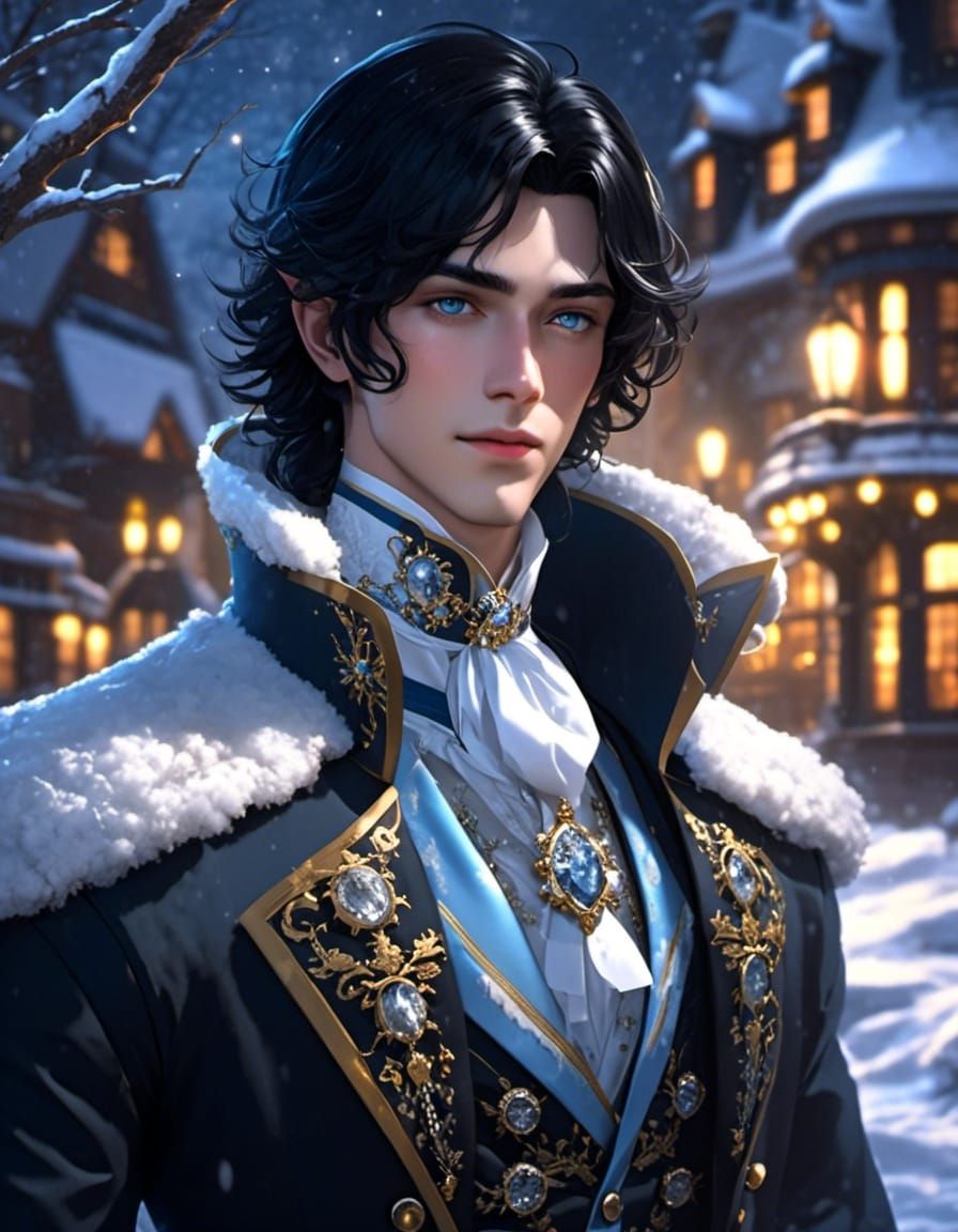 Victorian Prince Portrait with Twinkling Lights in 3D