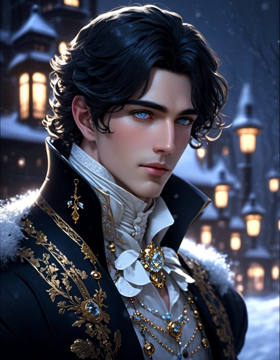 Victorian Prince Portrait with Twinkling Lights in 3D