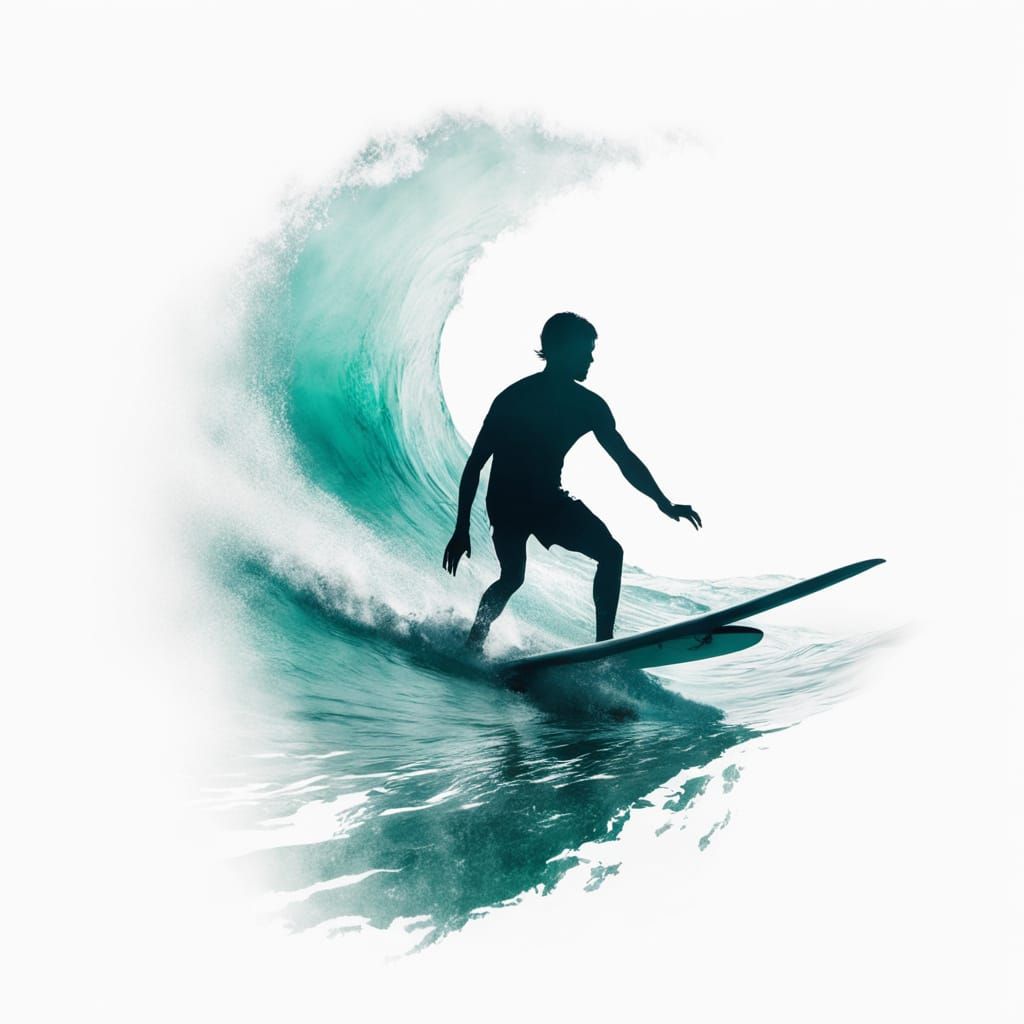 Surfer in Double Exposure Style