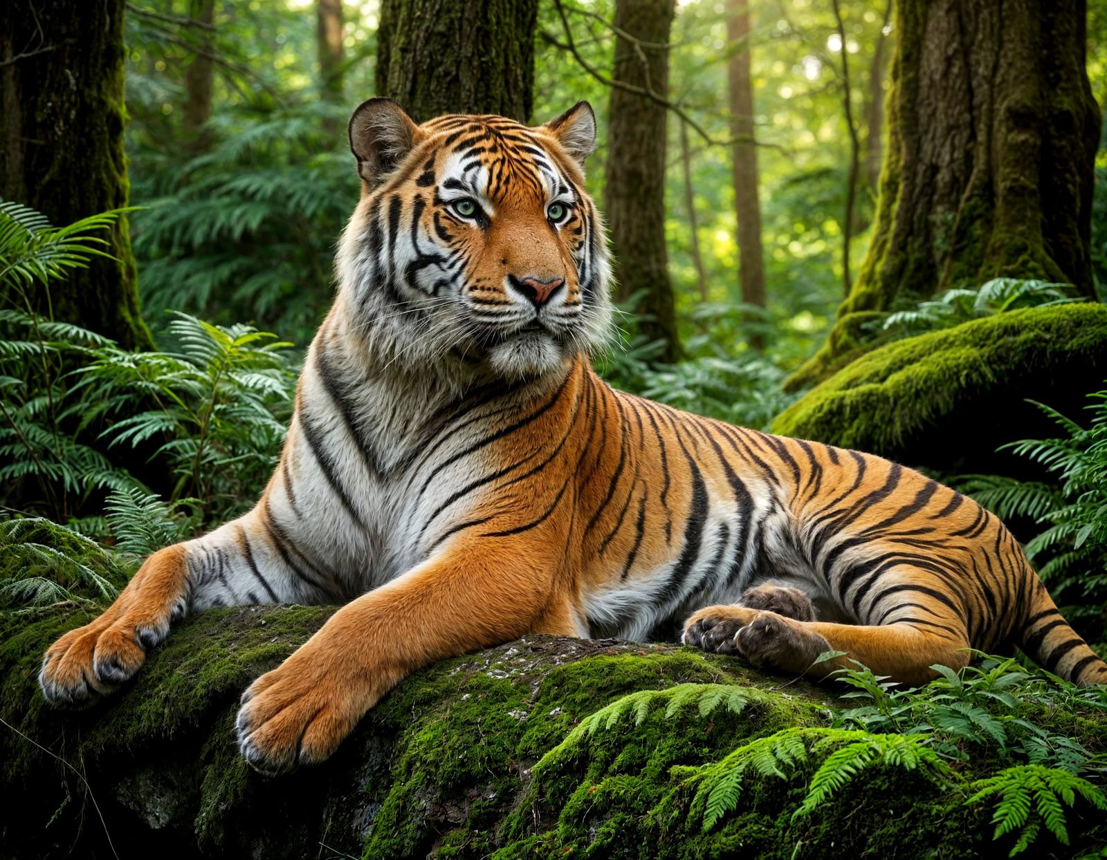 Majestic Siberian Tiger Portrait in Jungle Setting