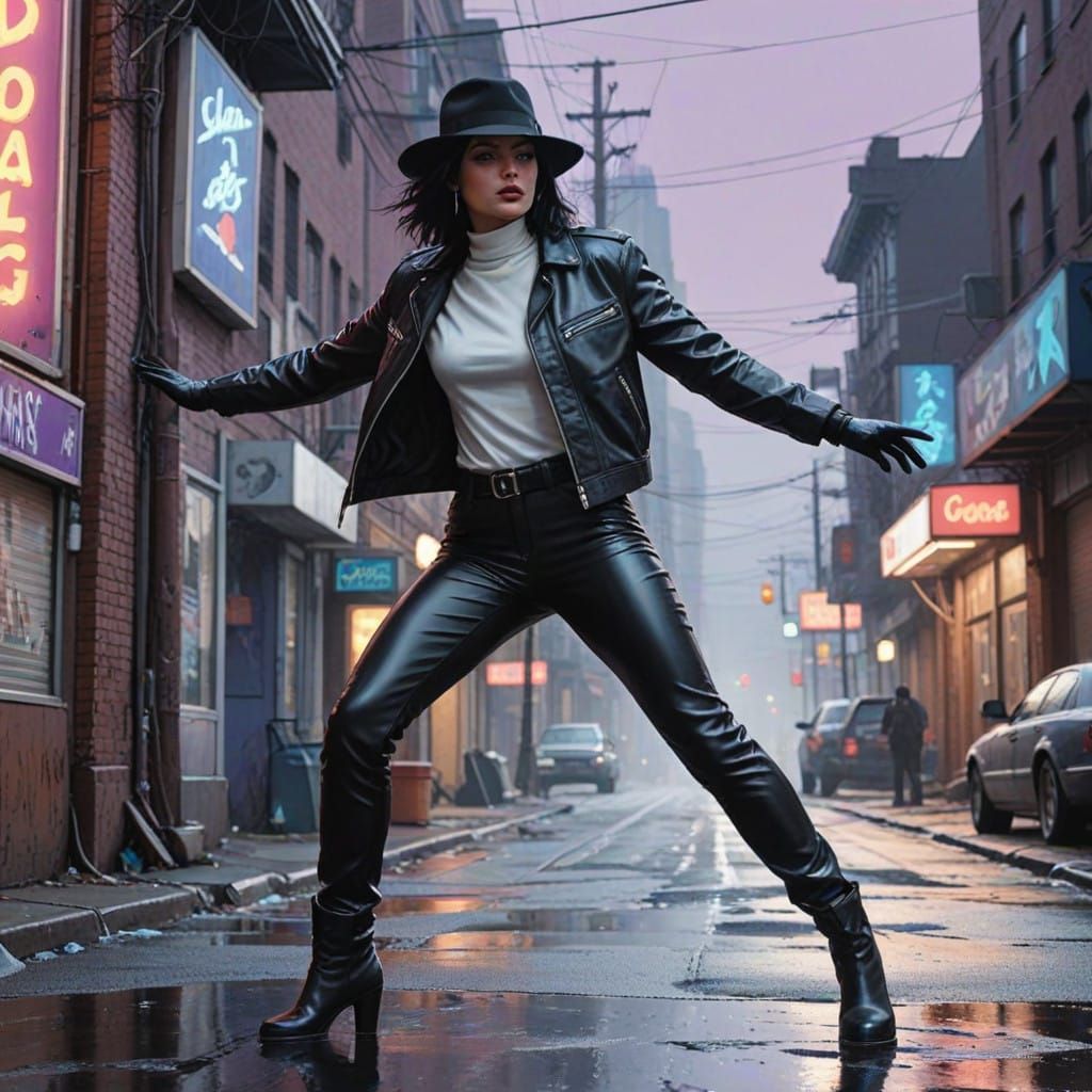 Glamorous Noir Dancer in Maximalist Digital Style