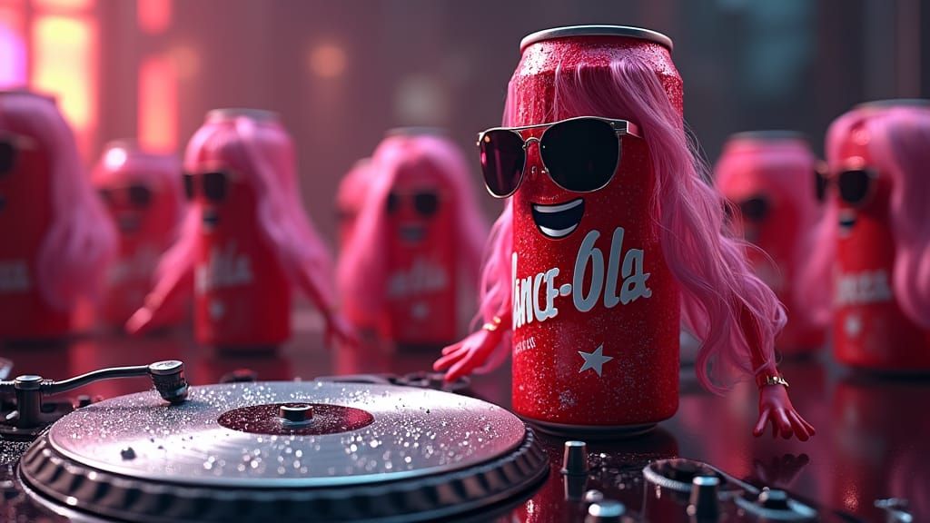 Living Cola Can DJ at Nightclub Party