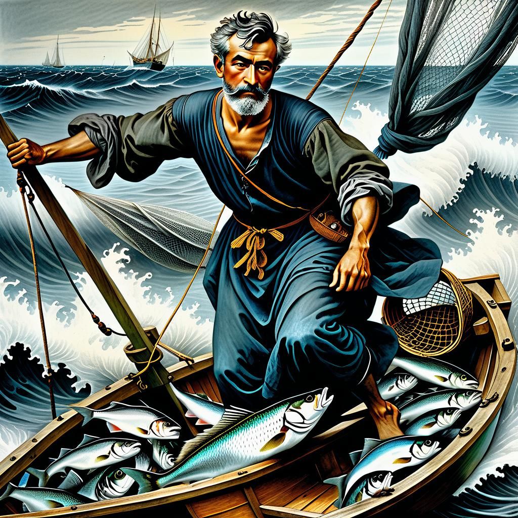 Miraculous catch of fish by Simon Peter