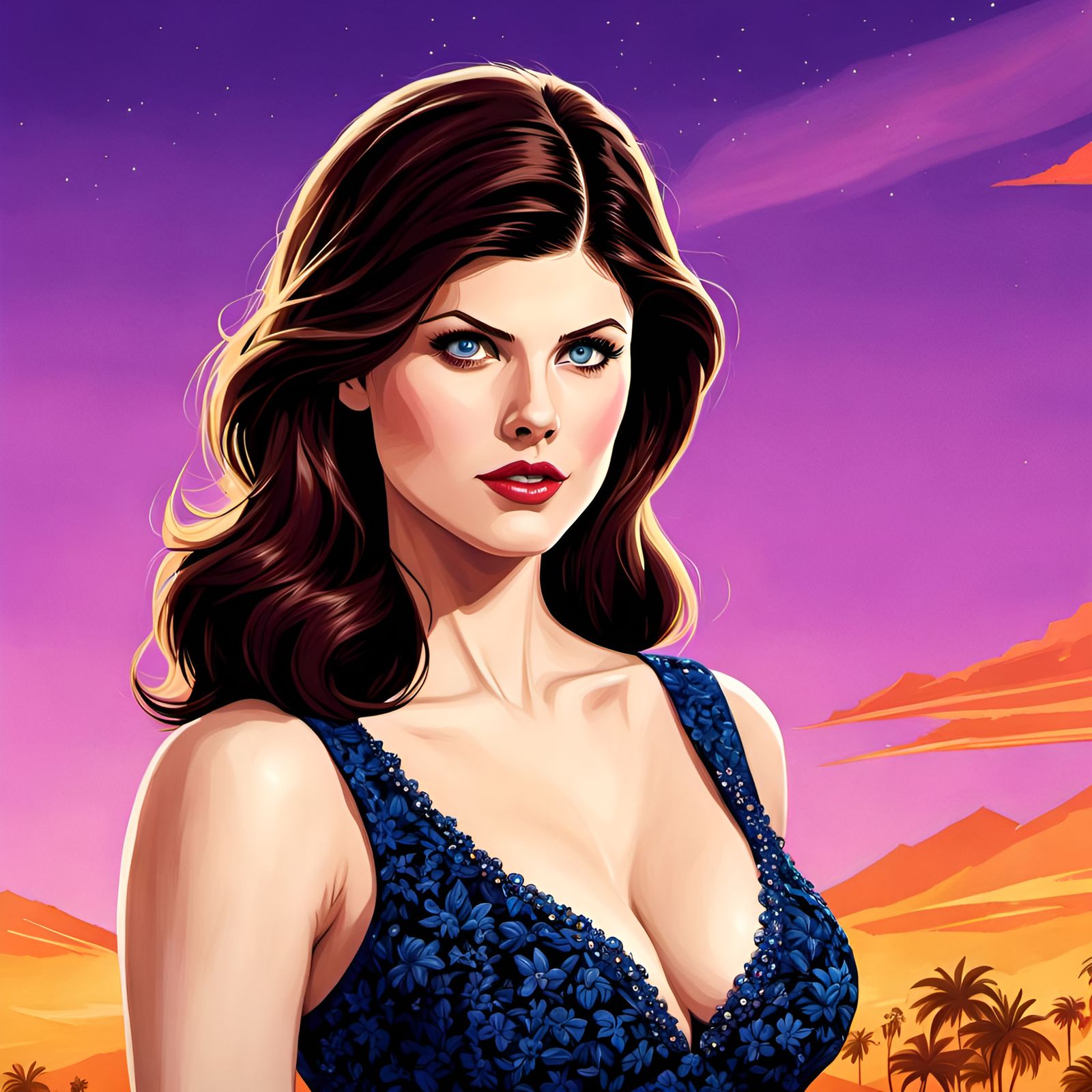 Cartoon Portrait of Alexandra Daddario