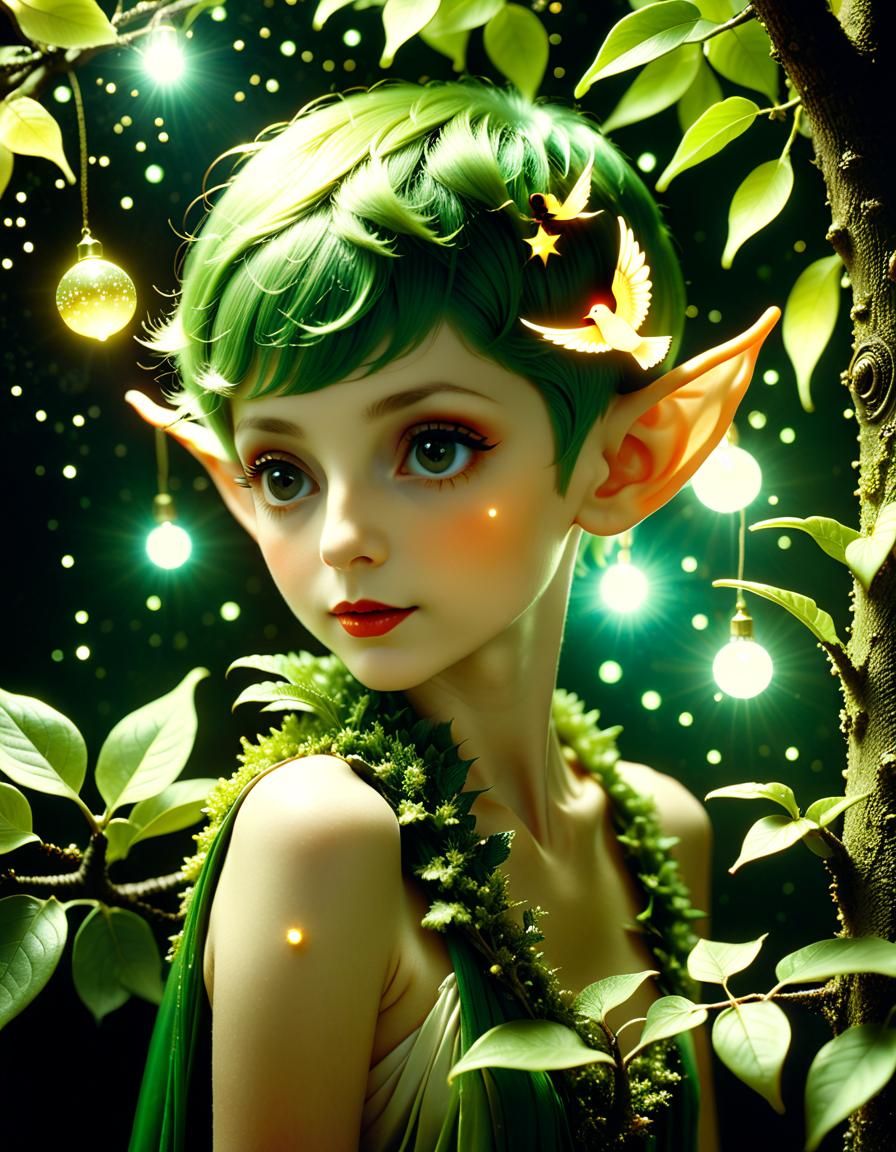 Luminescent Elf Portrait in Pictorialist Style