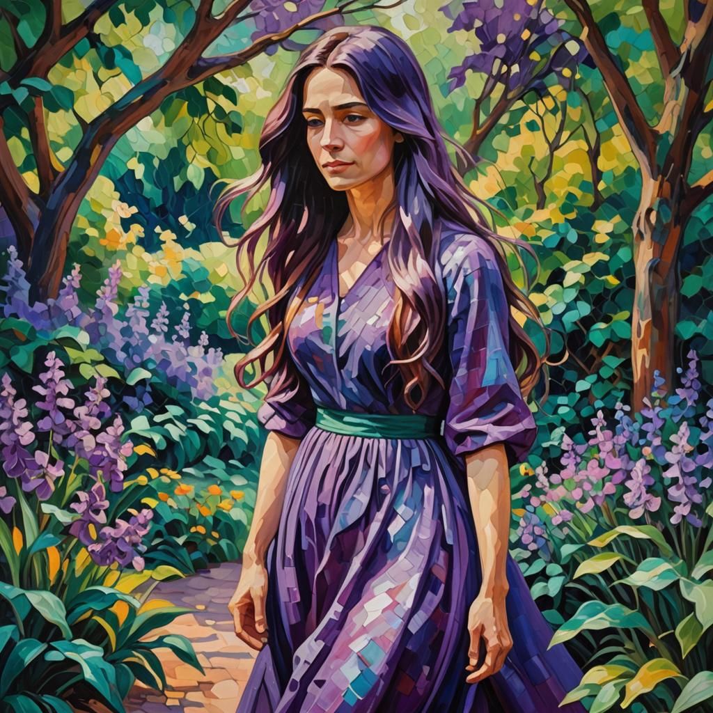 Vibrant Impasto Garden Scene in Neo-Expressionist Style