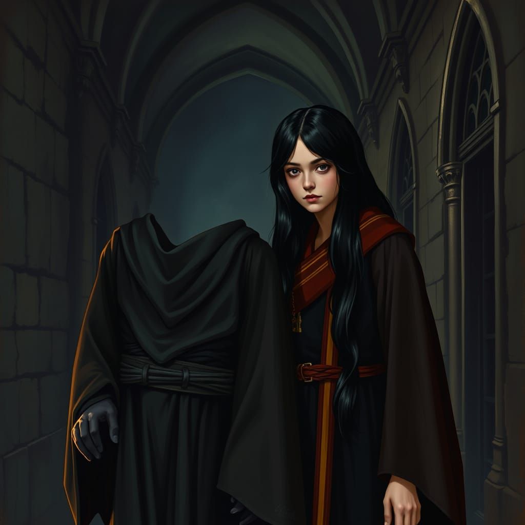 Snape and Girl in Hogwarts, Frazetta Style