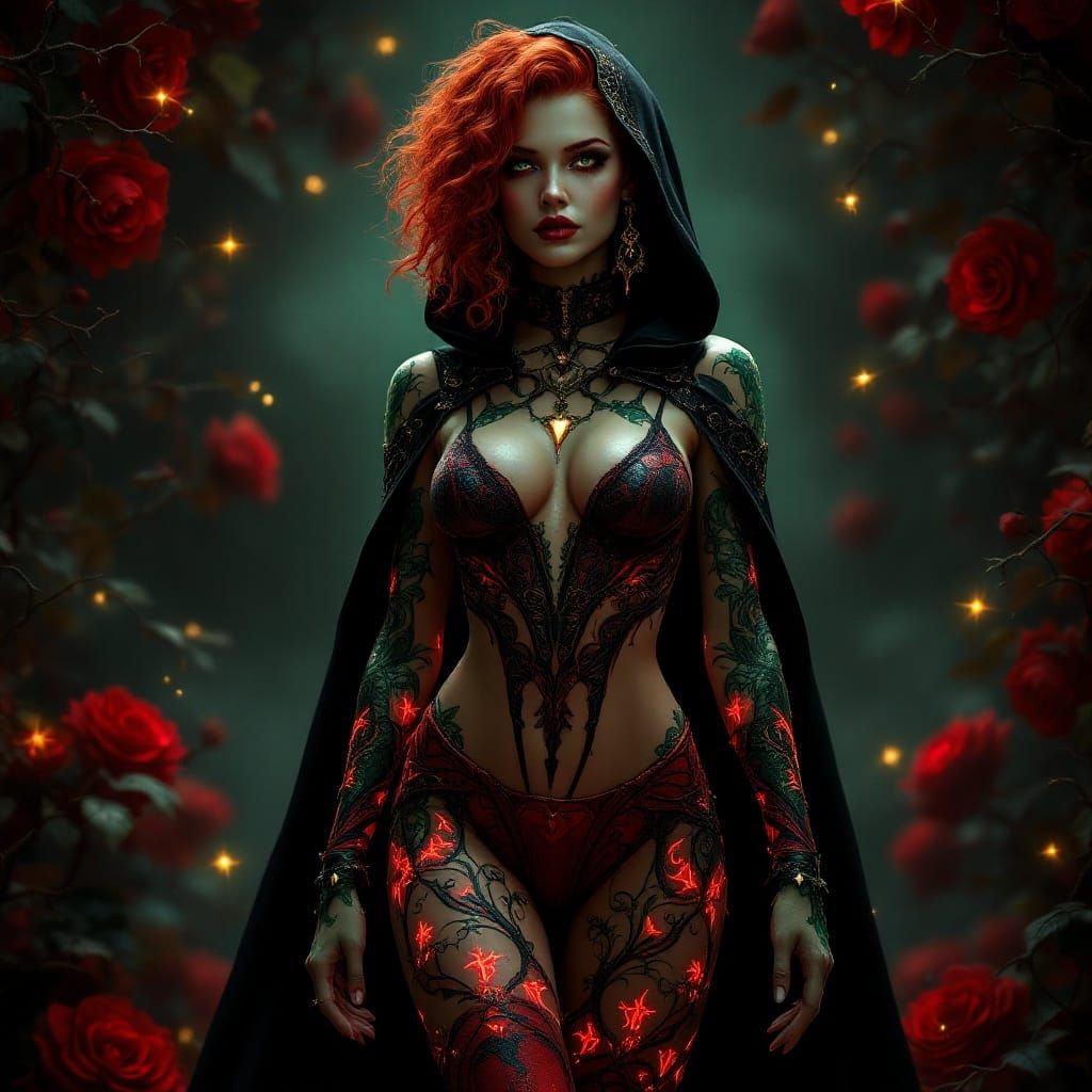 Goth Supergirl Poison Ivy in Ethereal Fantasy Armor