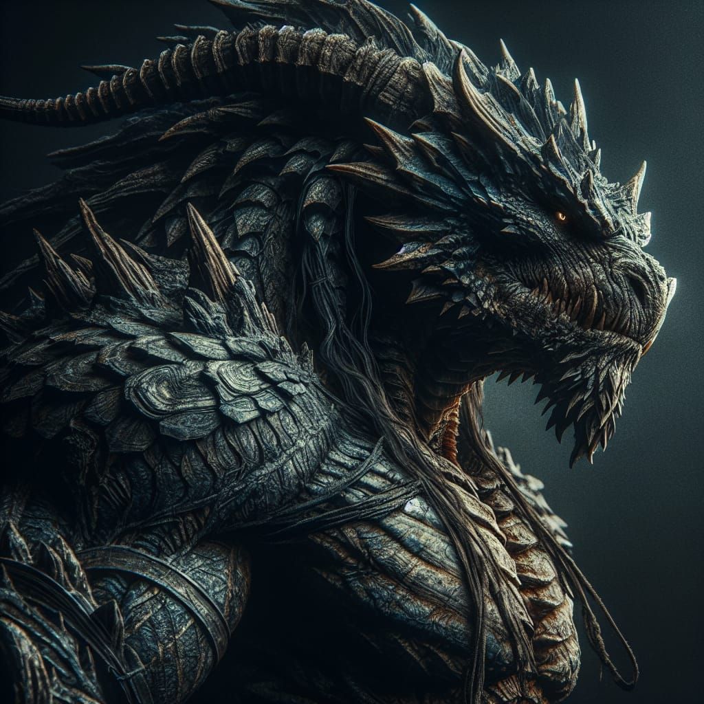 Hyperrealistic Dragon Warrior Portrait in 8k