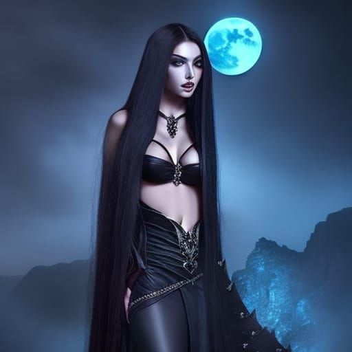 Vampire Queen in Moonlit Night: Gothic Fantasy Art