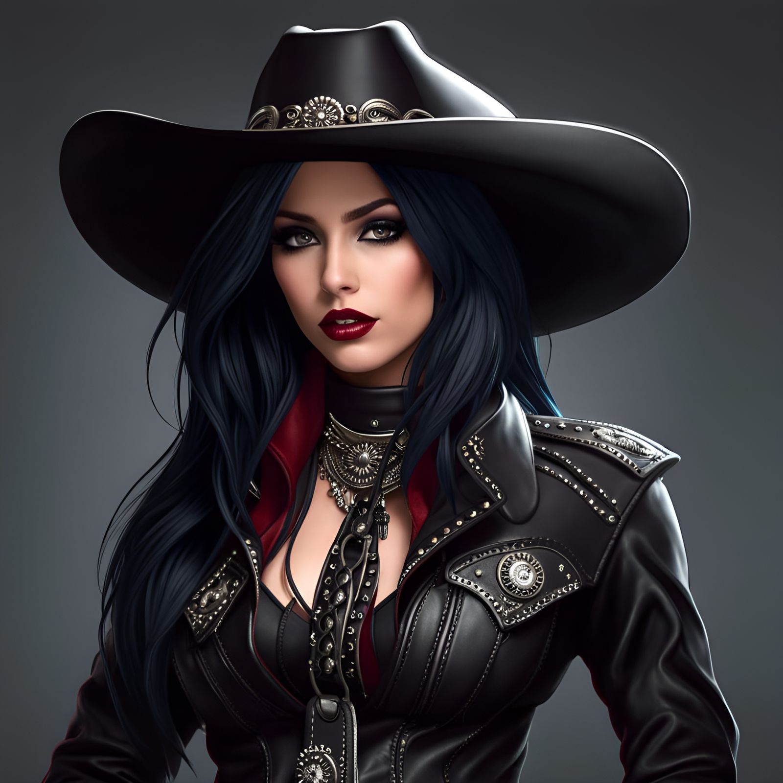 Goth Cowgirl in Rancher Core Style