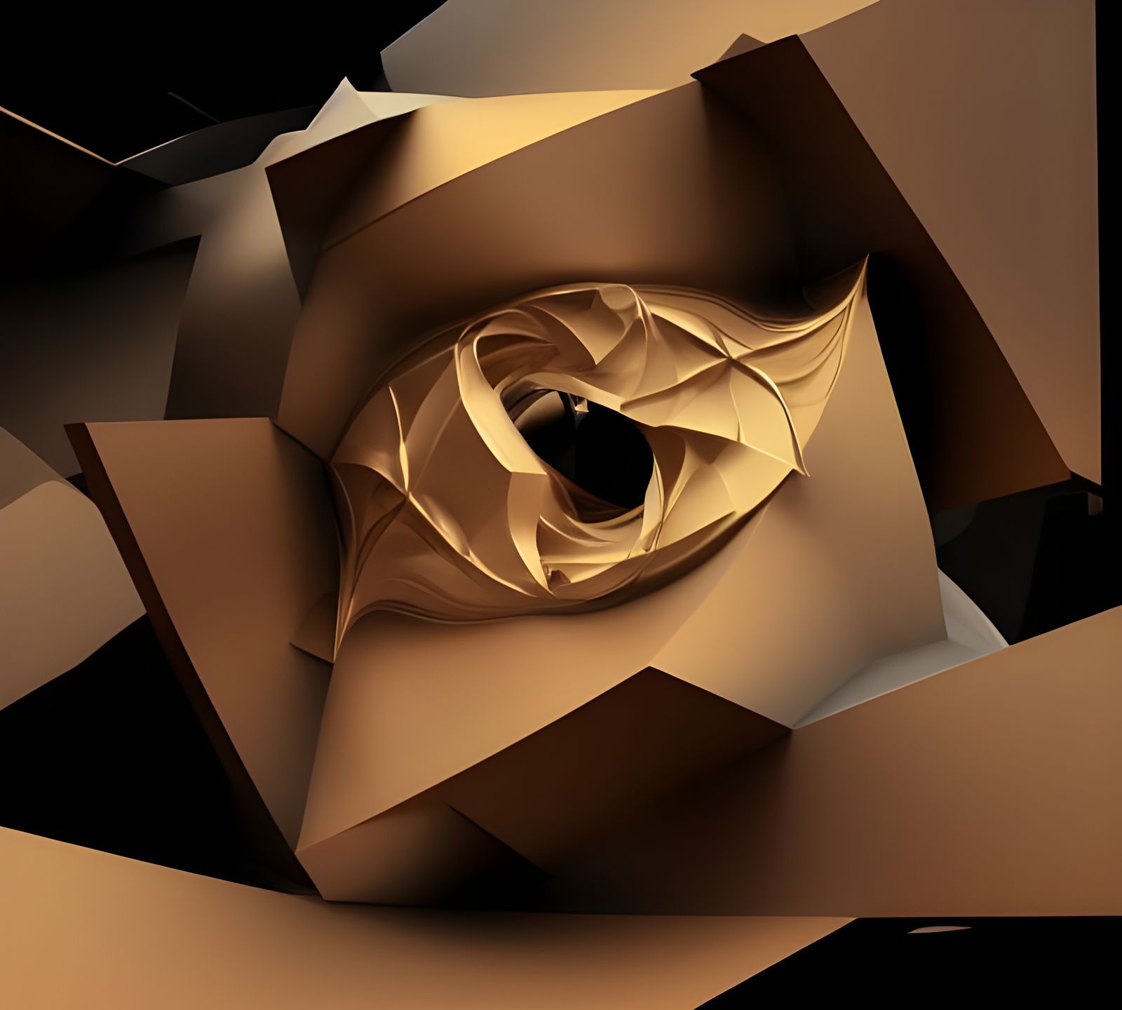 Ultrarealistic Abstract 3D Fractal Art in Gold