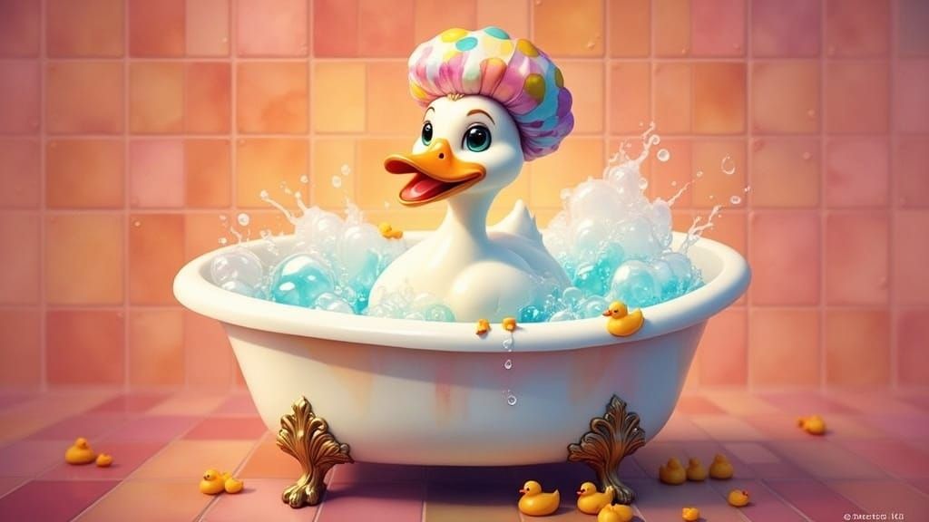 Quacking Joy in a Whimsical Bath Scene