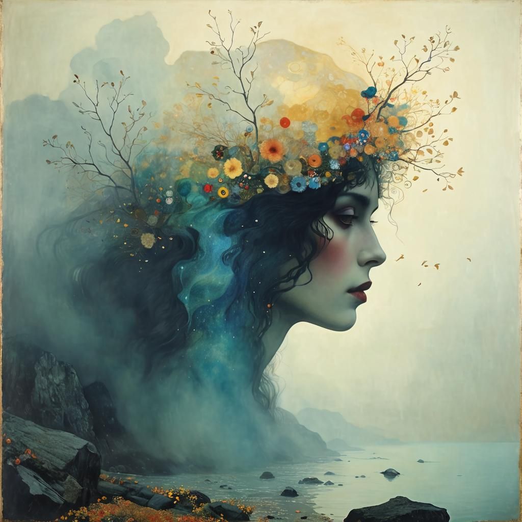 Spanish Woman in Gustav Klimt Style