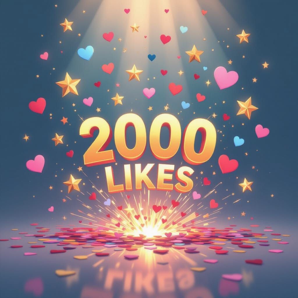 Celebratory Abstract Art of 2000 Likes Achievement