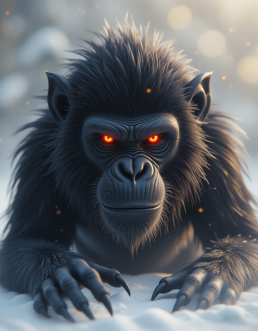 Gothic Baboon Demon Hybrid in Anime Style